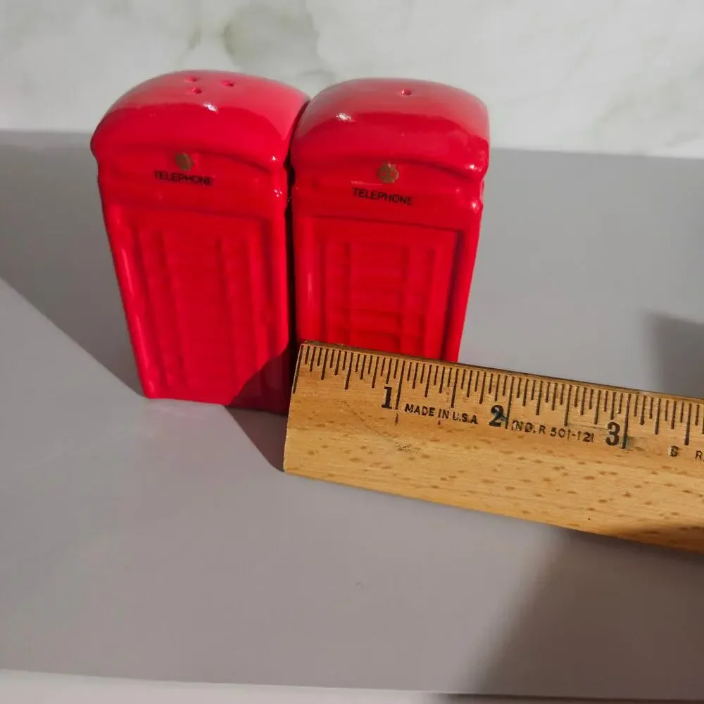 English Red Telephone Booth Paris Salt and Peper Shaker Set